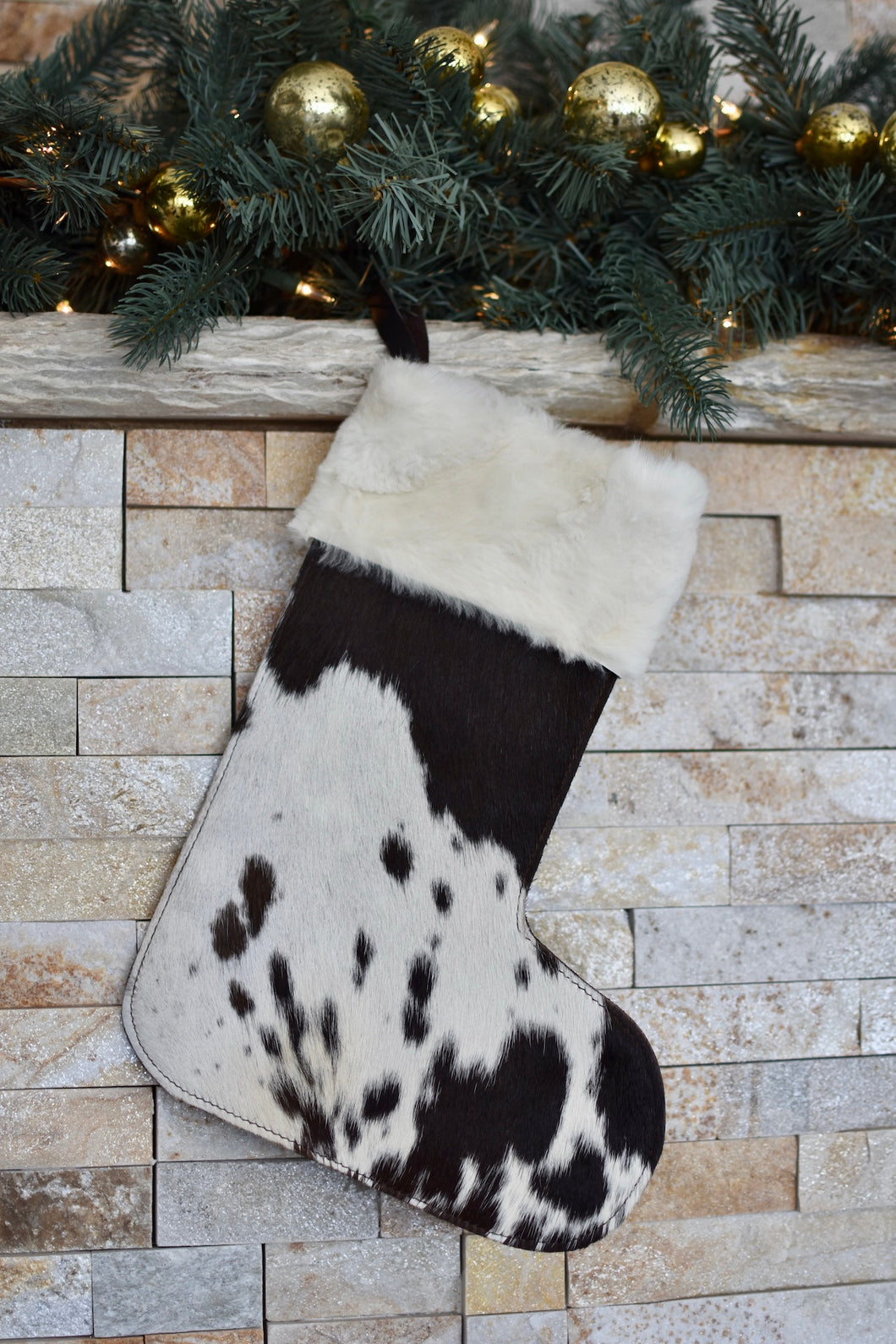 Black and White Spotted Christmas Stocking