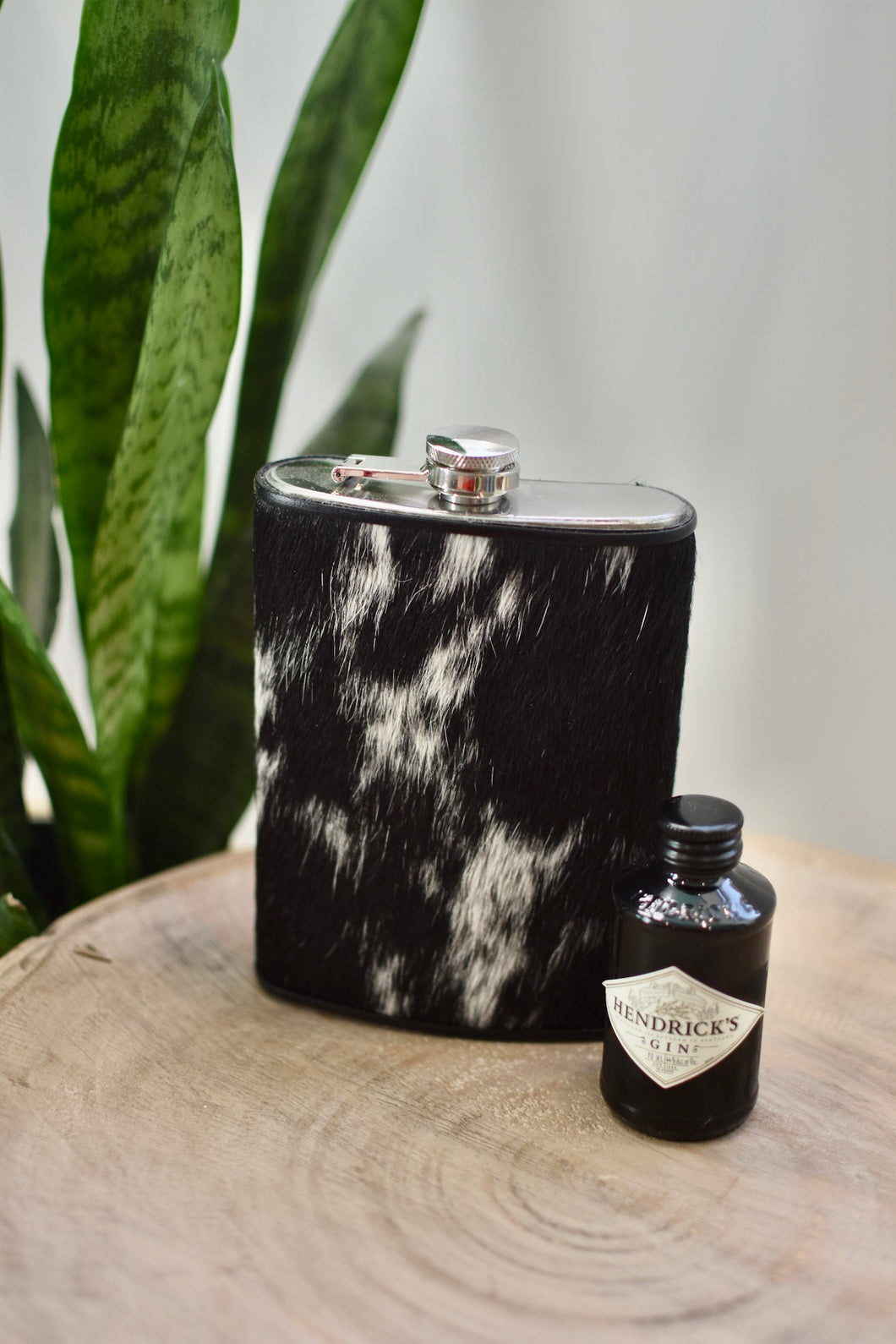 12oz Black and White Flask