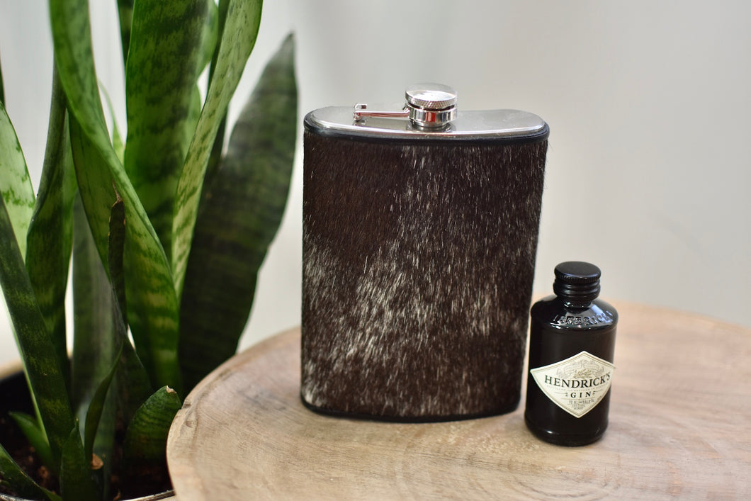 12oz Black and White Speckled Flask