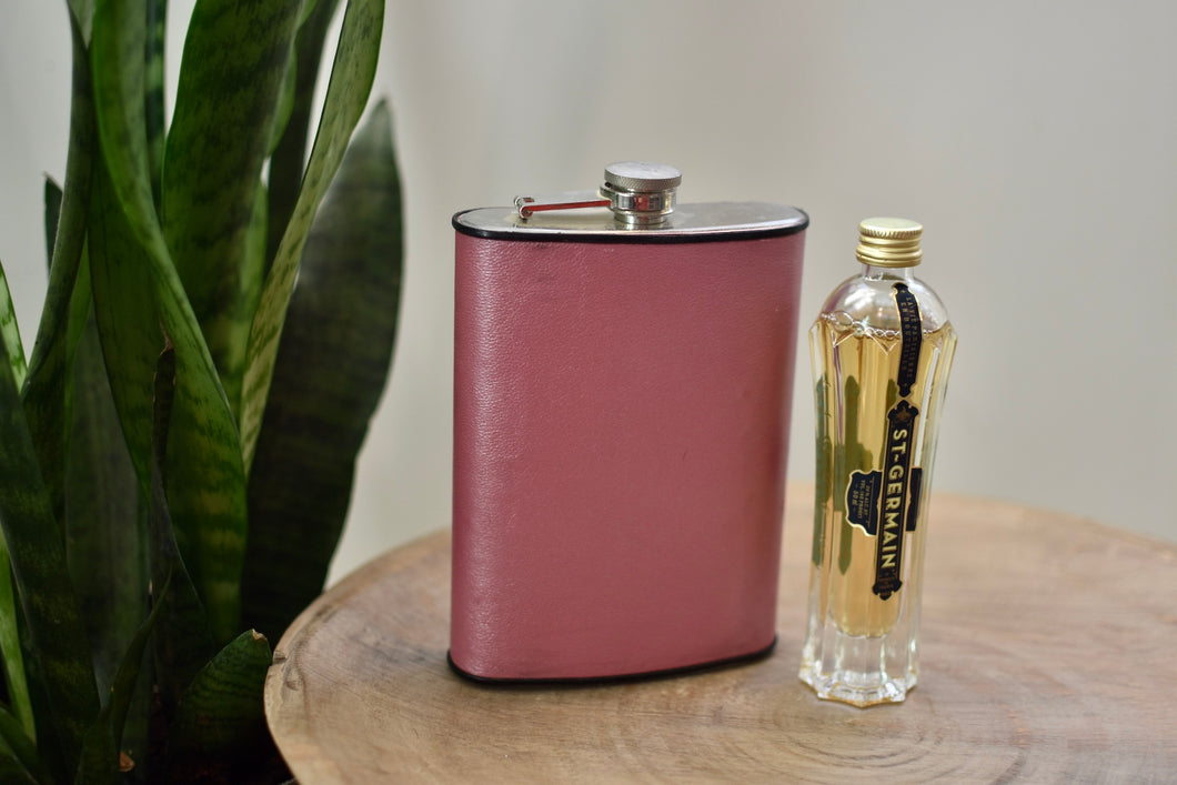 12oz Pink Leather Flask