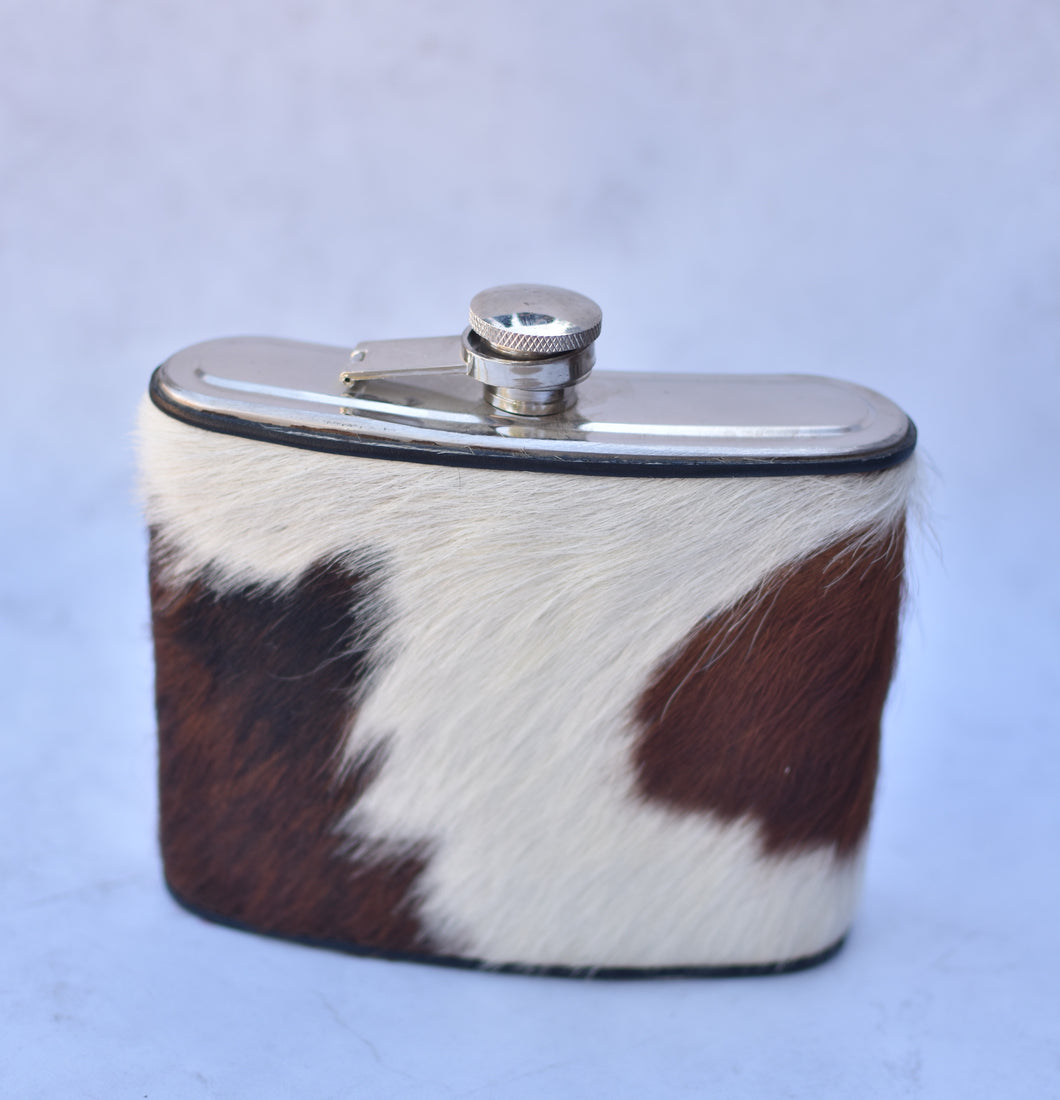 Quart White and Brown Flask
