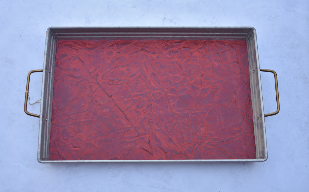 Red Stamped Leather Tray