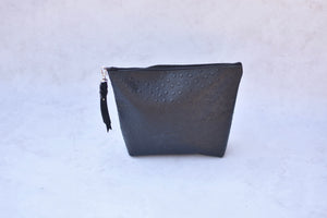 Black Stamped Leather Makeup Bag